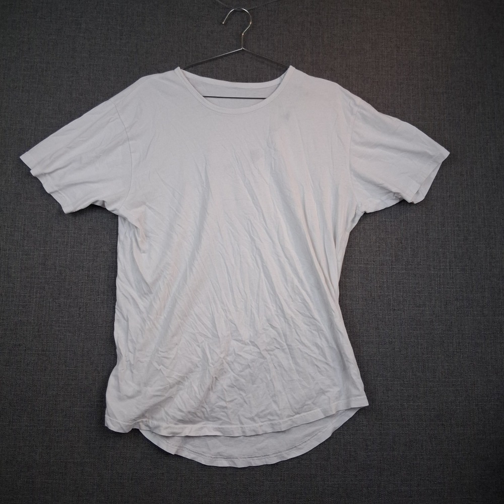 White Crew Neck Short Sleeve Curved Hem T-Shirt Basic Relaxed Fit Tee 0613